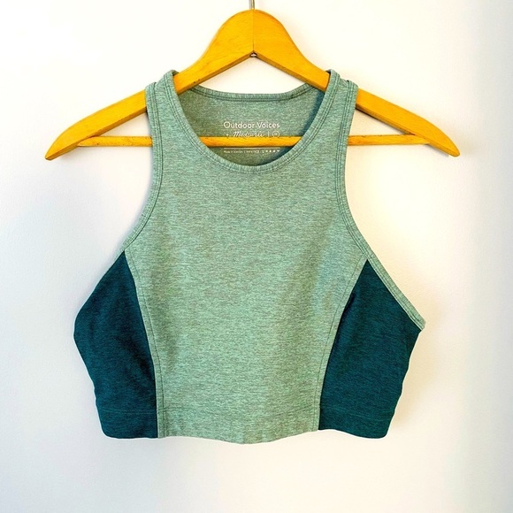 Outdoor Voices x Madewell Athena Sports Bra Size Medium Teal Warm Up Crop Top - Picture 1 of 6